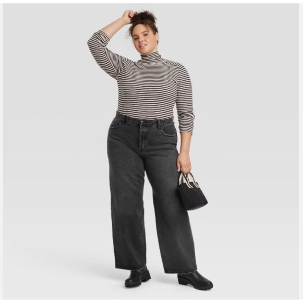 Mid Rise Baggy Jeans Stone Black Sz 10 Short NWT Universal Thread